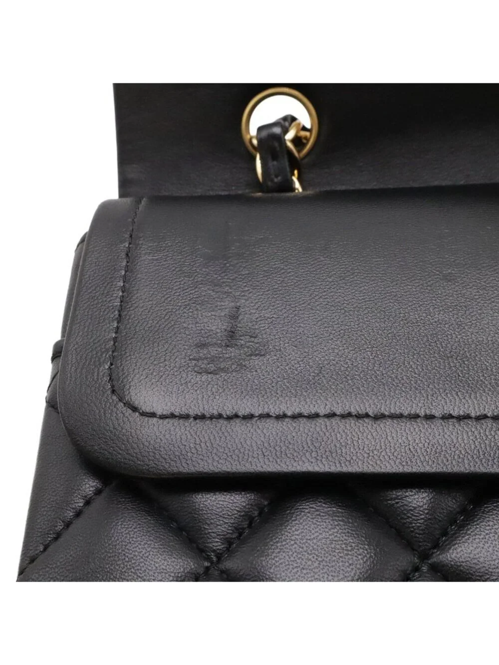 Chanel Quilted 25 CC Logo Chain Shoulder Bag Lambskin Black Gold